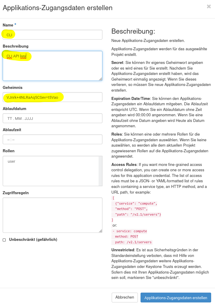 Configure Application Key.